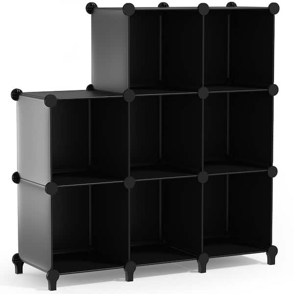 38.25 in H x 37 in W x 12.25 in D Black Fabric 8-Cube Storage Organizer, Waterproof Cubby Shelf for Closet