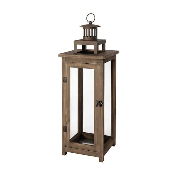 Hampton Bay 21 in. Wood and Metal Outdoor Patio Lantern