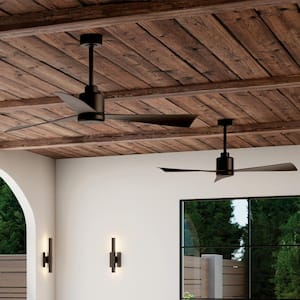 True 52 in. Indoor/Outdoor Satin Natural Bronze Downrod Mount Ceiling Fan with Remote