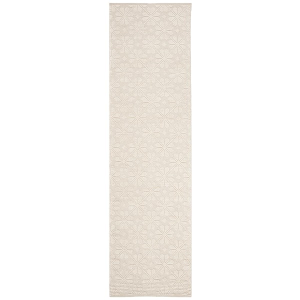 Vermont 2 ft. x 10 ft. Ivory Floral Monochrome Runner Rug