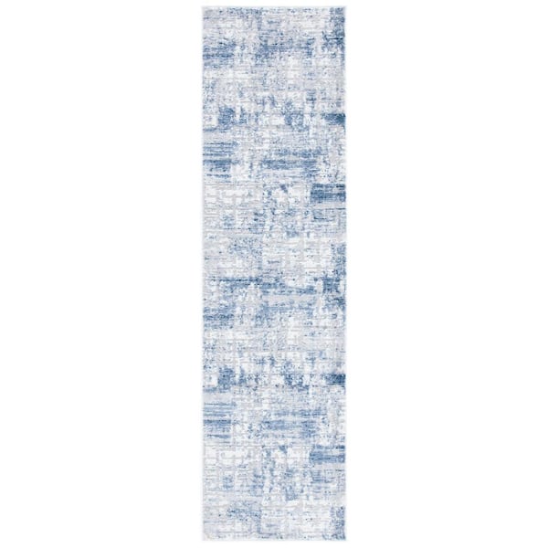 SAFAVIEH Amelia Navy/Light Gray 2 ft. x 8 ft. Distressed Geometric Runner Rug