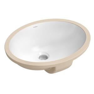 Elavo 16-3/4 in. Oval Porcelain Ceramic Undermount Bathroom Sink in White with Overflow Drain