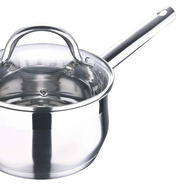 BERGNER Small 2.6 qt. Stainless Steel Soup Pot with Tempered Glass Lid and  Steamer Insert BGUS10127STS - The Home Depot