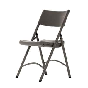 Heavy-Duty Brown Plastic Contoured Seat Outdoor Safe Folding Chair (Set of 4)