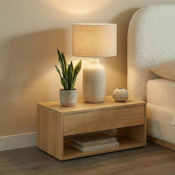 Soren Morden Oak 1-Drawer 23.6 in. W Nightstand