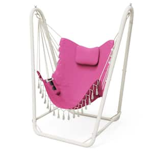 Unique U-Shaped 2.83 ft. Free Standing Chair Hammock with Stand in Pink