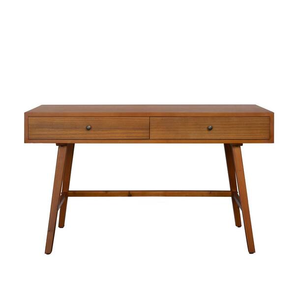DEVON & CLAIRE Finn 52 in. Brown Rectangle Wood Writing Desk Console