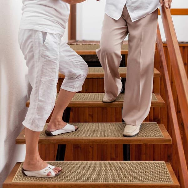 9 in. x 36 in. Beige Linen Stair Tread Cover (Set of 15)