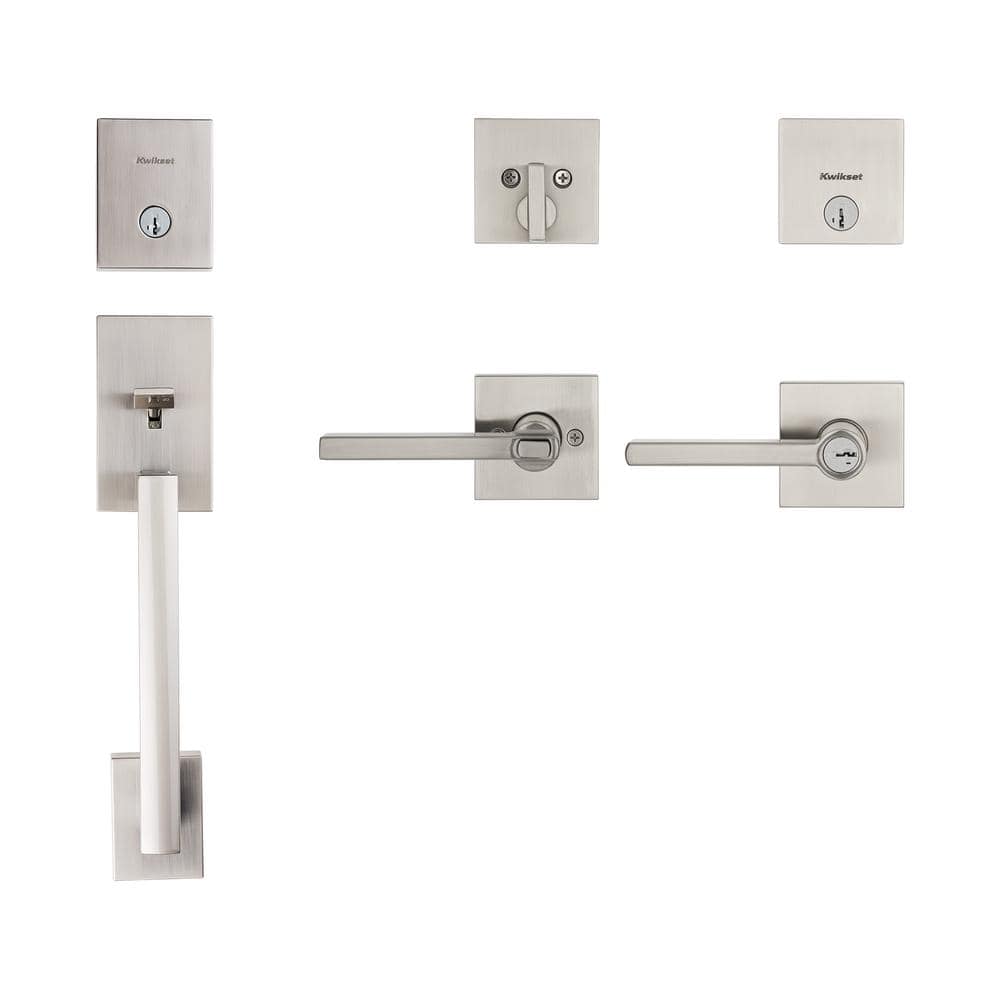 San Clemente Satin Nickel Entry Handleset with Halifax Keyed Entry Door Handle Combo Pack price history on PriceWatchPro