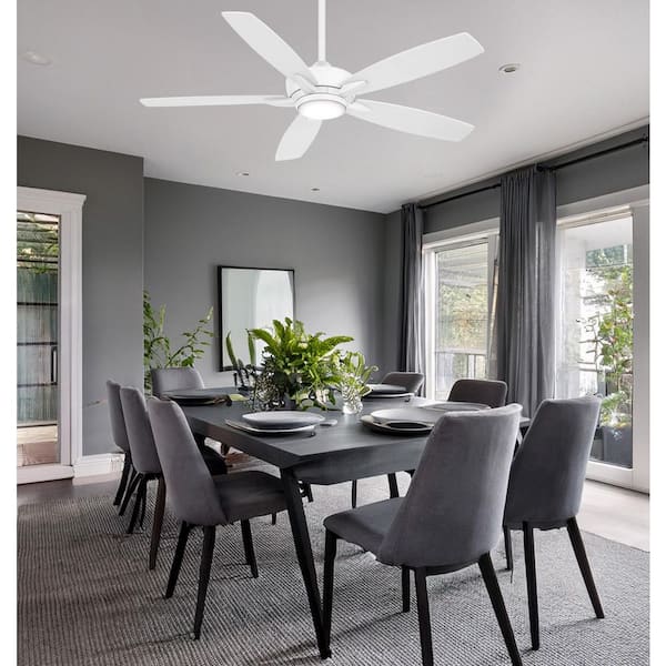 Kelvyn 52 in. Integrated CCT LED Indoor Flat White Ceiling Fan with Remote