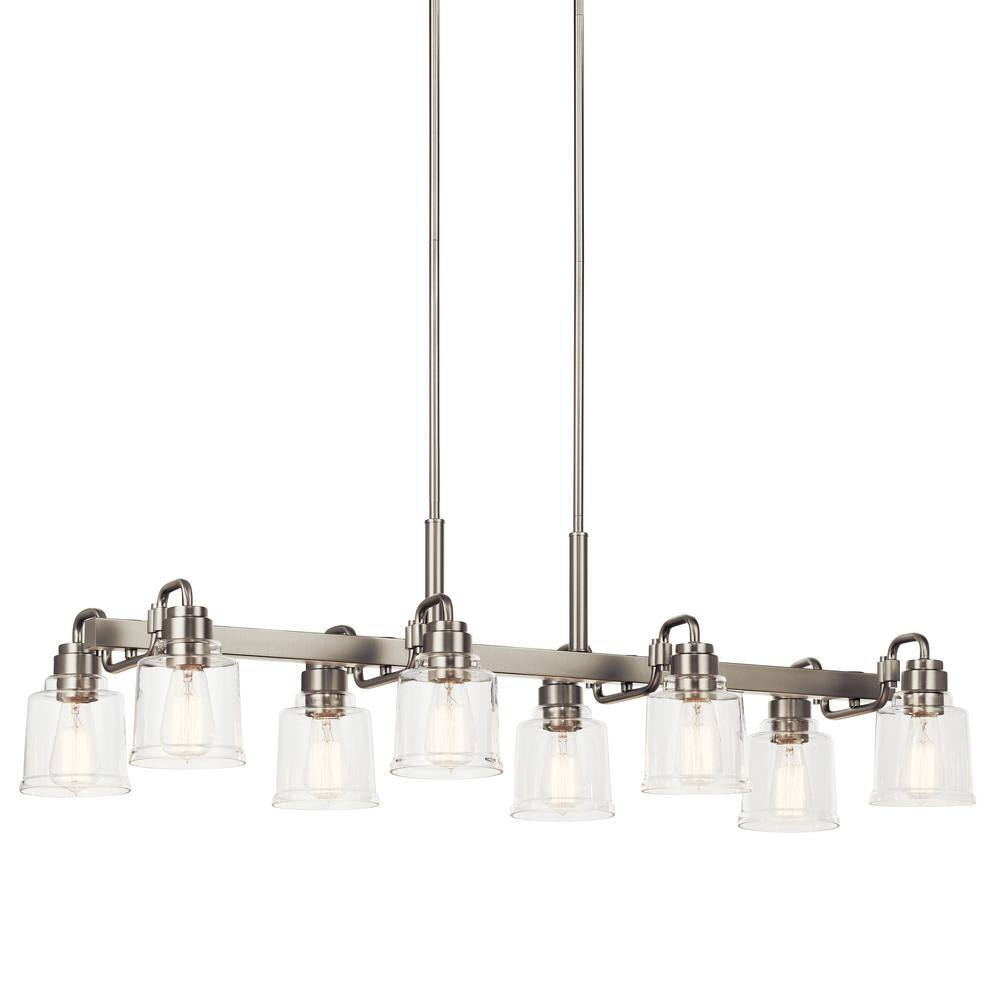 Aivian Nickel Textured 8-Light Industrial Chandelier with Clear Glass
