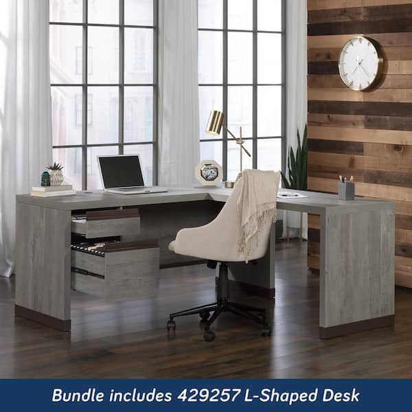 SAUDER Manhattan Gate 65.984 in. L-Shaped Mystic Oak SAUDER Manhattan Gate 65.984 in. L-Shaped Mystic Oak