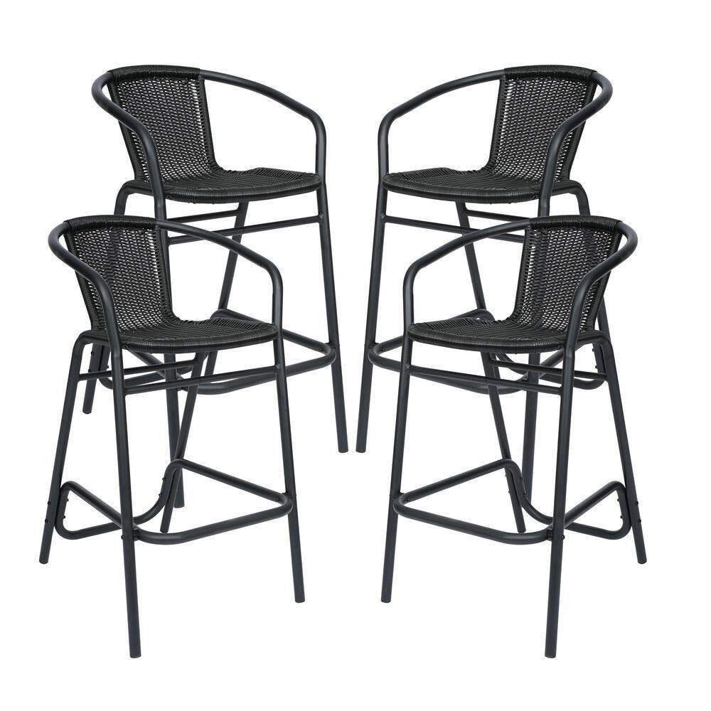 Limoges Black Metal Outdoor Bar Stool 4-Pack price history on PriceWatchPro