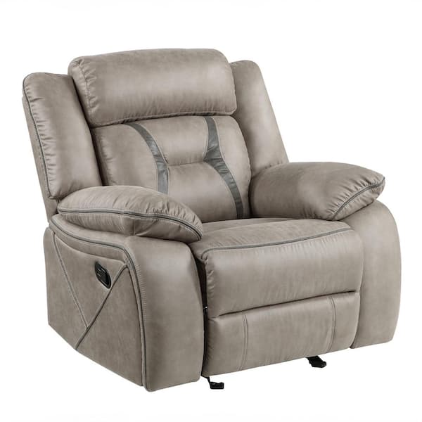 Steve Silver Tyson Gray Leatherette Manual Recliner