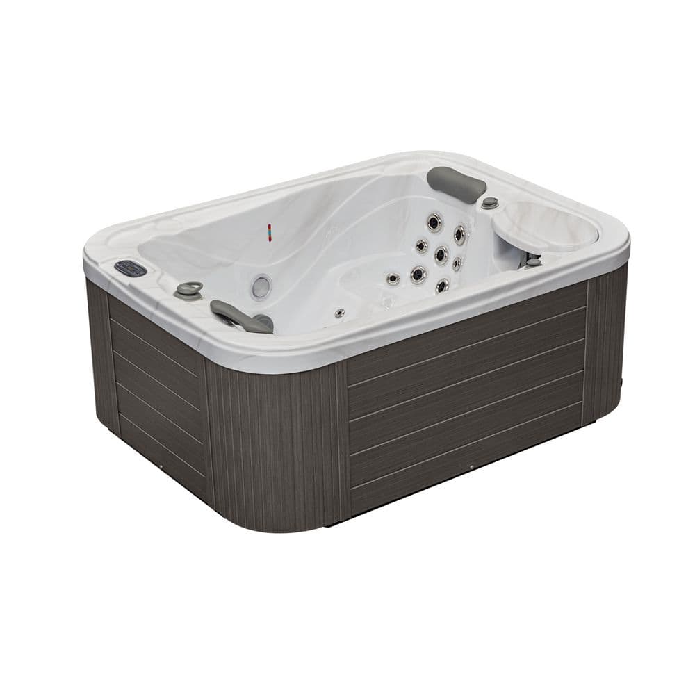 Gray Acrylic 3-Person Rectangular Hot Tub with LED Lighting