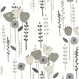 Mabel Grey Floral Field Wallpaper Sample