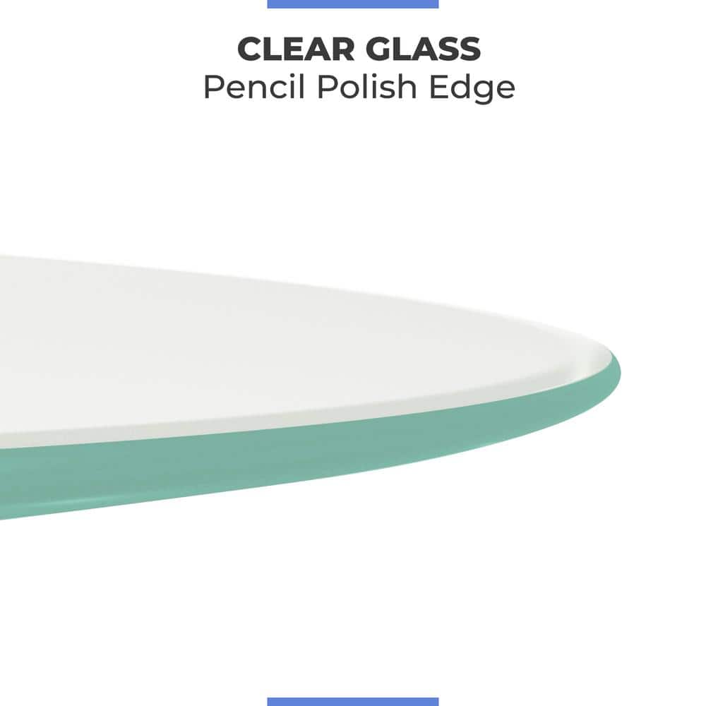 20'' Clear Tempered Glass Round Table Top with Polished Edge