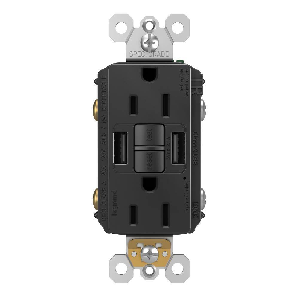 radiant 15 Amp 125-Volt Tamper Resistant GFCI Residential/Commercial Decorator Duplex Outlet with A/A USB, Black price history on PriceWatchPro