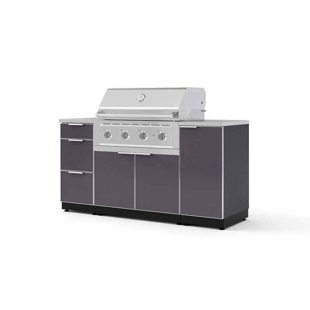 "Outdoor Kitchen 6-Piece 4-Burners Natural Gas Grill Island in Gray w/36"" Performance Grill & Stainless Steel Countertop" price history on PriceWatchPro