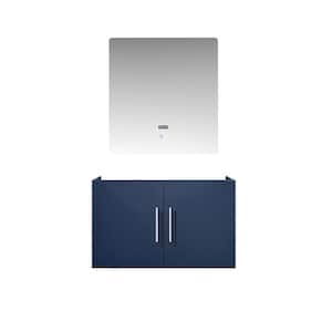 Geneva 30 in. W x 22 in. D Navy Blue Bath Vanity without Top and 30 in. LED Mirror