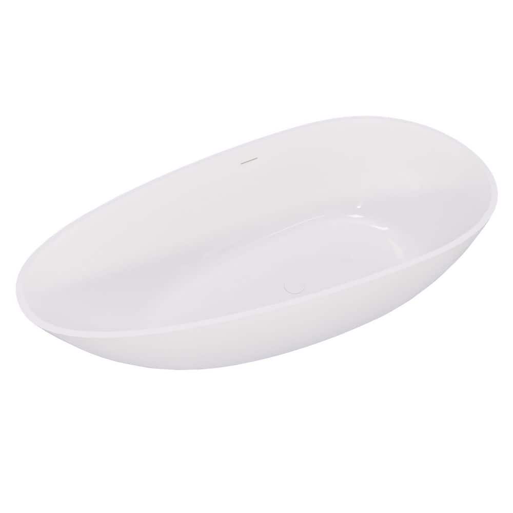 59.06 in. x 30.71 in. Freestanding Soaking Bathtub with Center Drain in Glossy White, Solid Surface Stone Resin price history on PriceWatchPro