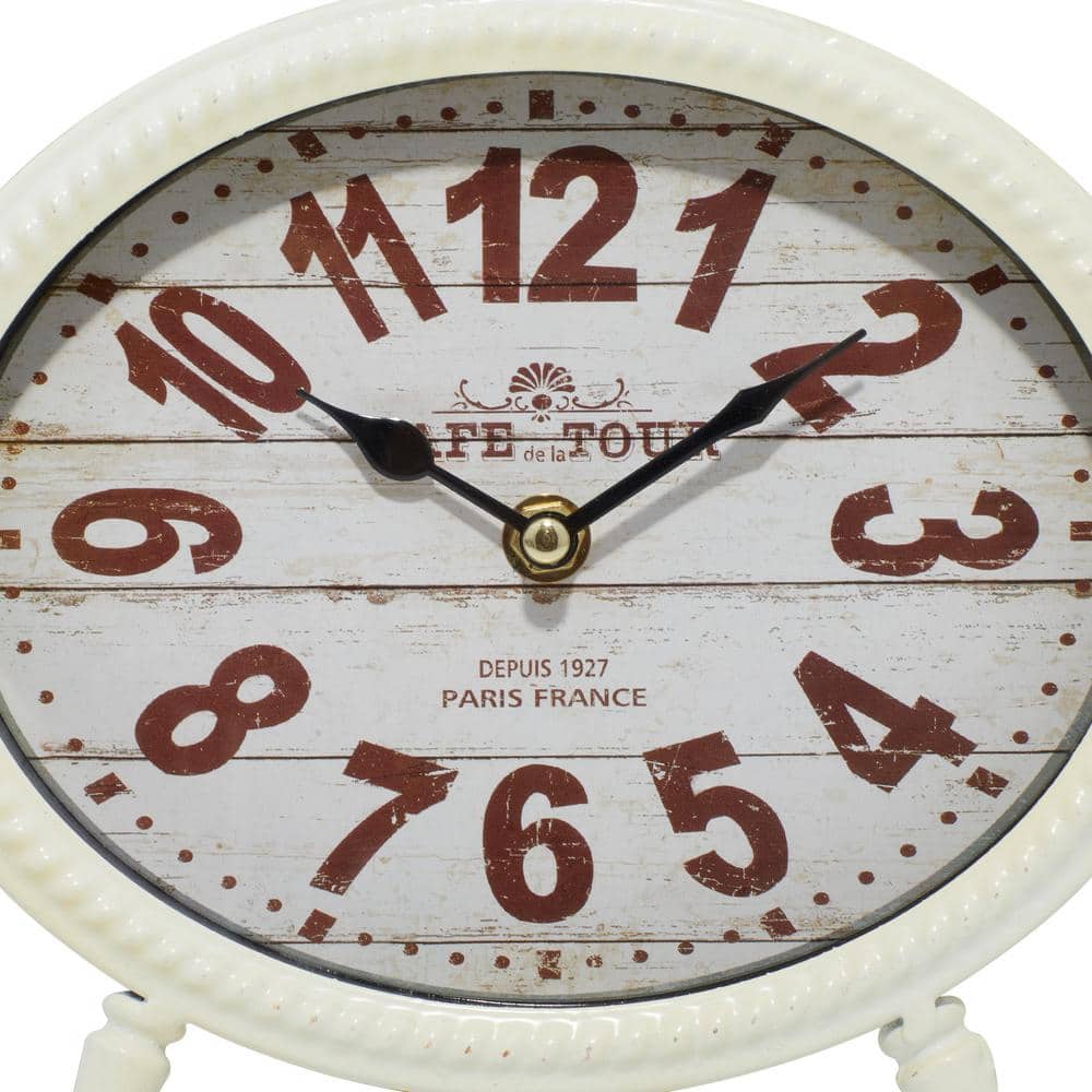 Vintage Black and White Iron Ring Top Desk Clocks, Set of 4