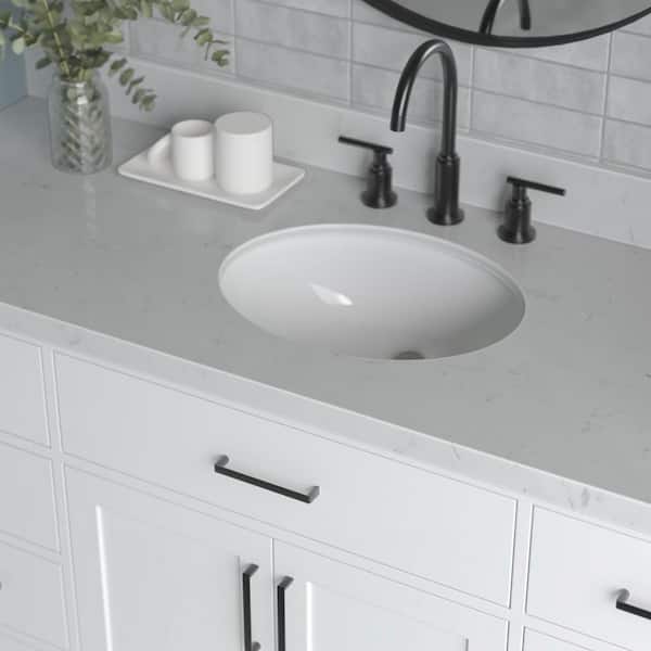 ARIEL 60 in. W x 22 in. D in Carrara White Quartz with 1.5 in