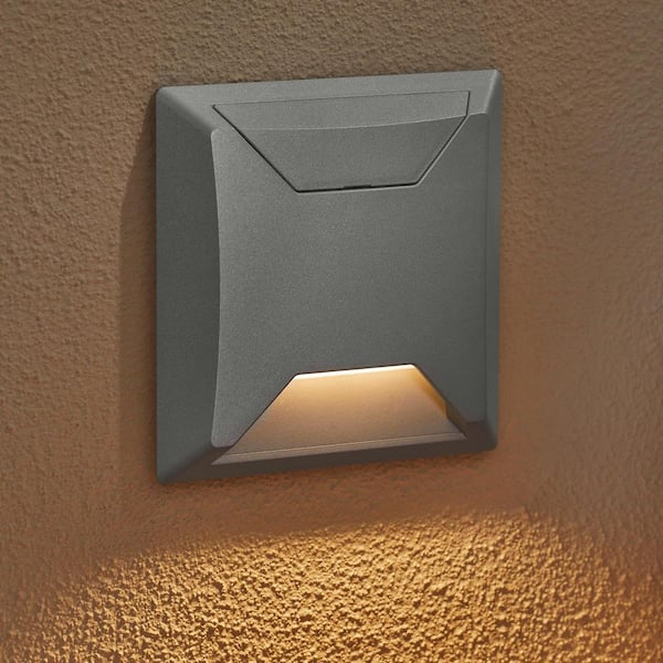 Hampton Bay 10-Watt Equivalent 150 Lumens Low Voltage Silver Integrated LED Square Outdoor Inground Well/Deck Light