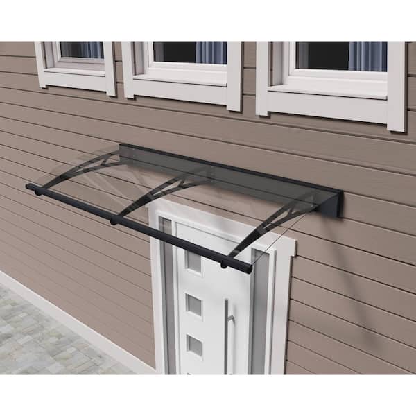Aquila 3 ft. x 7 ft. Gray/Clear Door and Window Fixed Awning with Siding Connector Kit