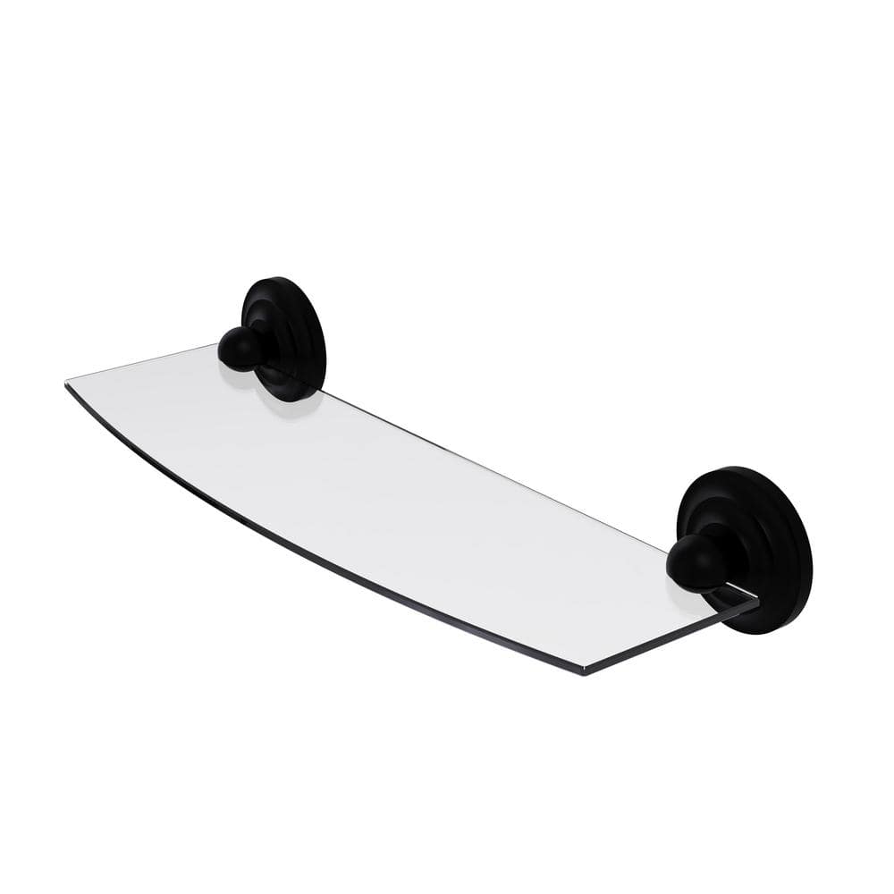 Allied Brass Prestige Que New 18 in. L x 3 in. H x 5 in. W Clear Glass Bathroom Shelf in Matte