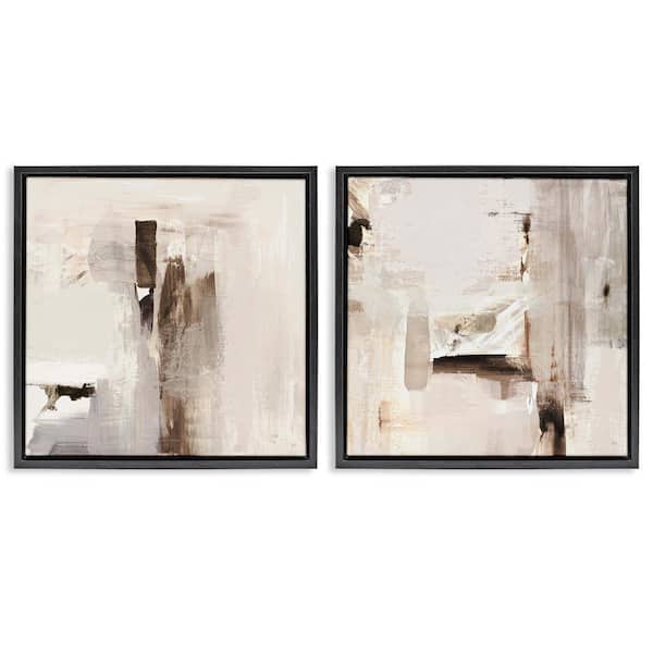 Neutral Forms on Beige by Susan Jill 2-Pieces Black Floater Frame Abstract Graphic Art Print 25 in. x 25 in.