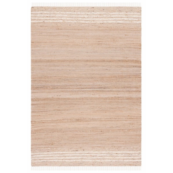 Natura 3 ft. x 5 ft. Natural/Ivory Striped Border Area Rug