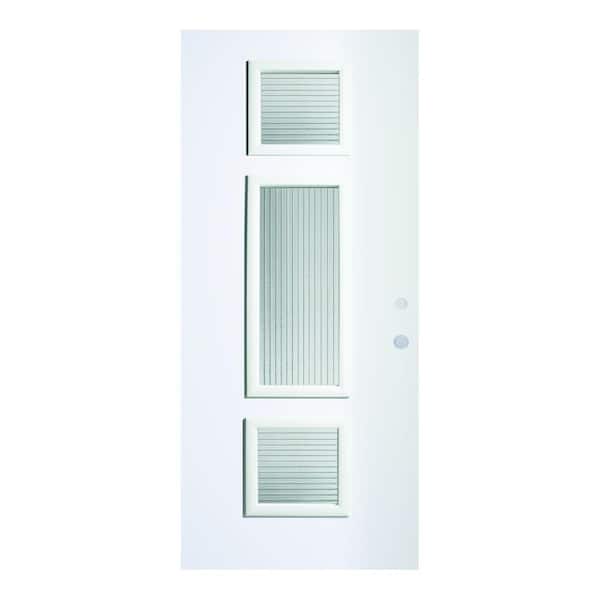 Stanley Doors 32 in. x 80 in. Marjorie Masterline 3 Lite Painted White Left-Hand Inswing Steel Prehung Front Door