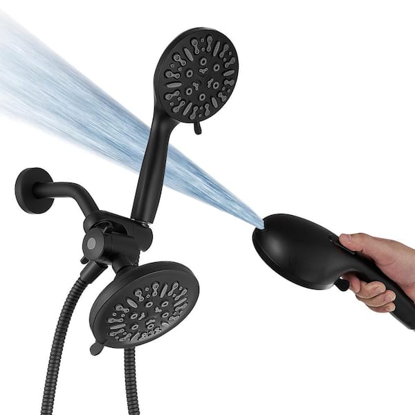 BWE No Handle 9-Spray Wall Mount Handheld Shower Head Shower Faucet 1.8 GPM with Adjustable Heads in. Matte Black
