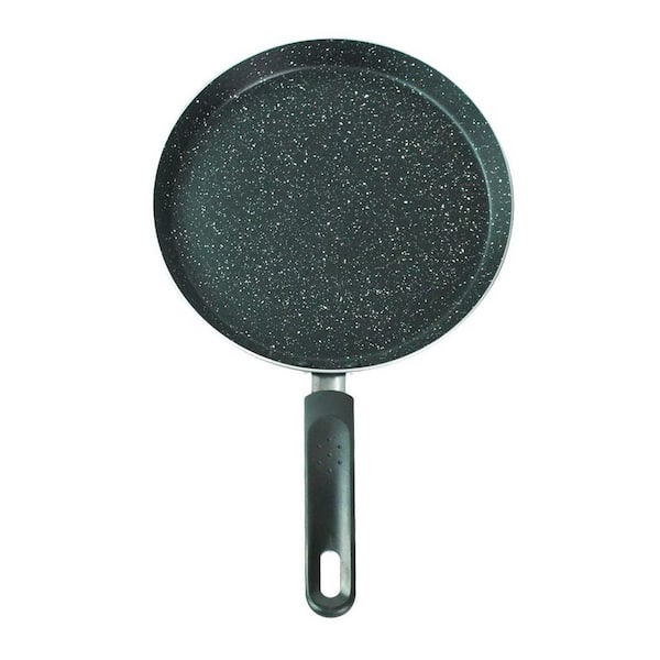 9.5 in. Nonstick Crepe Pan Cast Aluminum Marble Coating Flat Griddle Induction Gas Electric Compatible Cookware