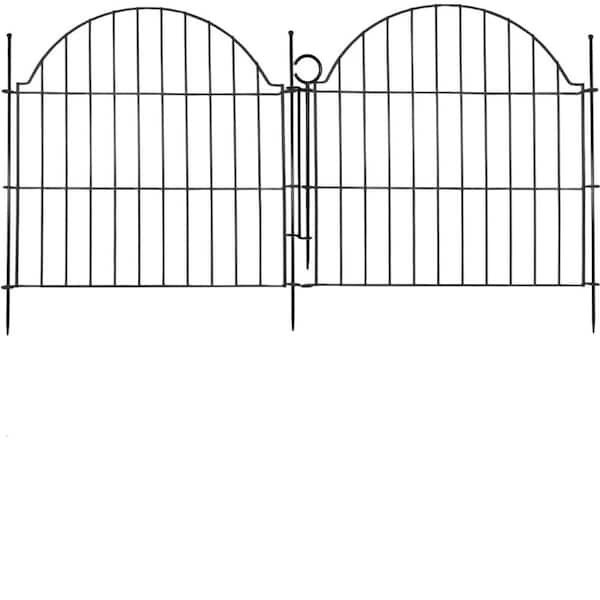 FAWEY TRED INC Iron Garden Fencing 5 Panels-24 in. (H) X 10 ft. (L) With Lock Rustproof Metal Wire Rabbit Dog Garden Border Fencing