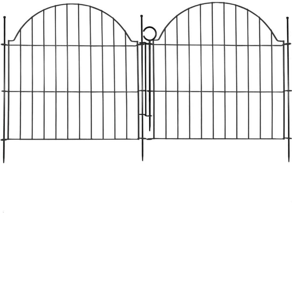 Iron Garden Fencing 5 Panels-24 in. (H) X 10 ft. (L) With Lock Rustproof Me