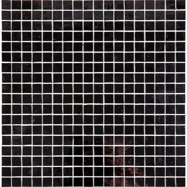Apollo Tile Skosh 4 in. x 6 in. Glossy Black Glass Mosaic Uniform square Wall and Floor Sample Tile (0.13 sq. ft./Piece) (1-Pack)