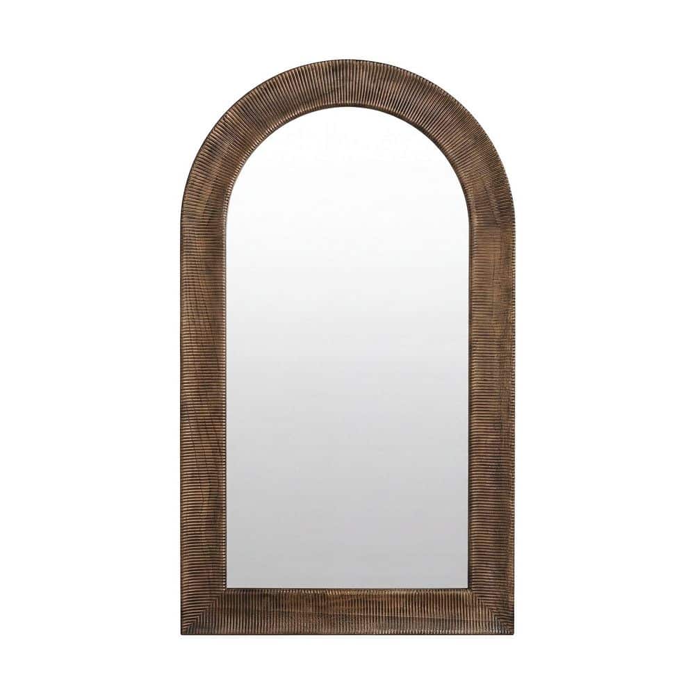 Weathered Brown 43.3 in. W x 74.8 in. H Squared Arch Full Length Floor Mirror with Scalloped Wooden Frame price history on PriceWatchPro
