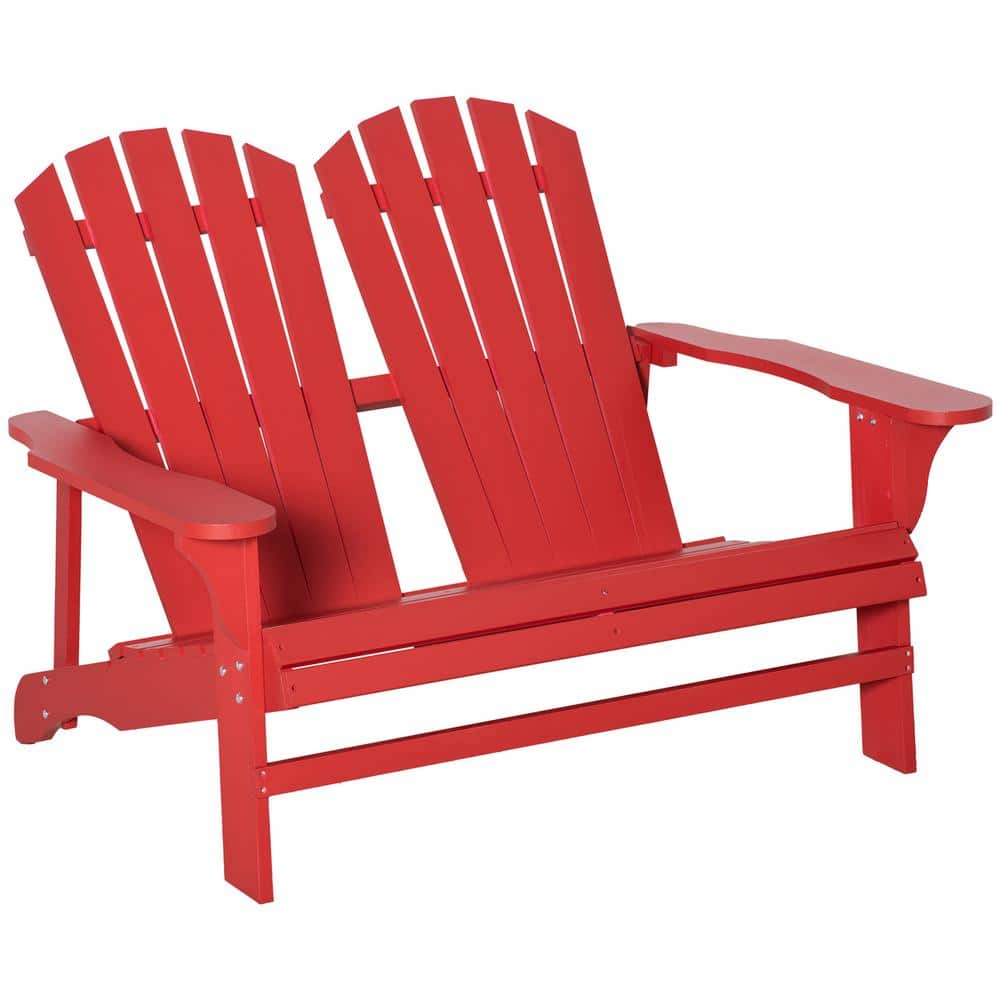 Outsunny Red Wood Adirondack Chair 84B497RD The Home Depot
