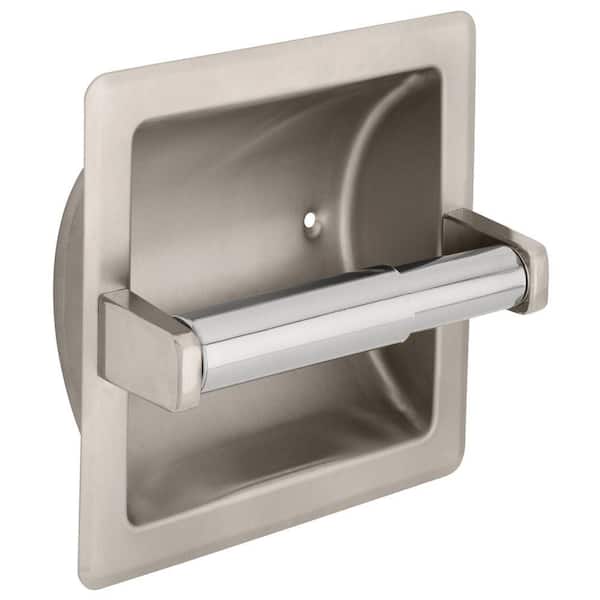 Franklin Brass Recessed Toilet Paper Holder with Plastic Roller in Stainless Steel-DISCONTINUED