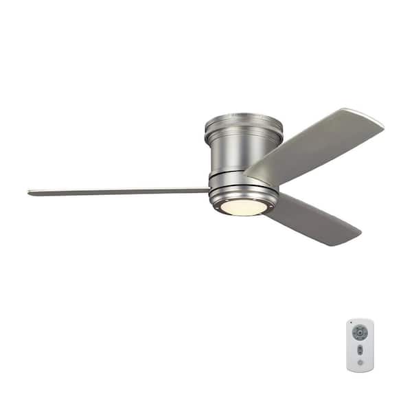 Generation Lighting TOB by Thomas O'Brien Aerotour Semi-Flush 56 in. Integrated LED Indoor Satin Nickel Ceiling Fan with DC Motor and Remote