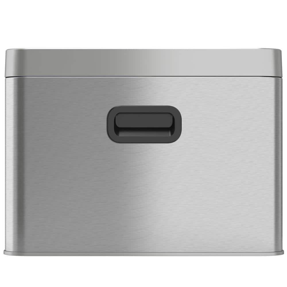 Brushed Silver Stainless Steel Dual Compartment Trash and Recycle Bin