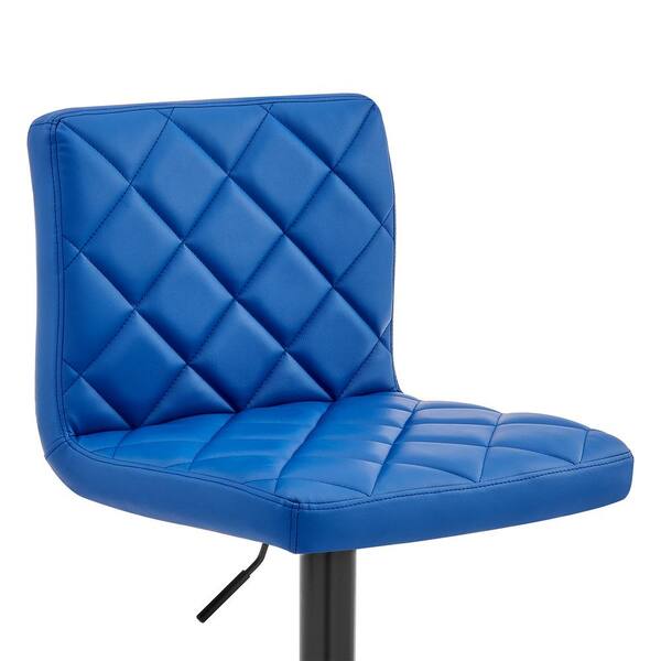 Armen Living The Duval 37 46 In H, Blue Leather Swivel Bar Stools With Backs