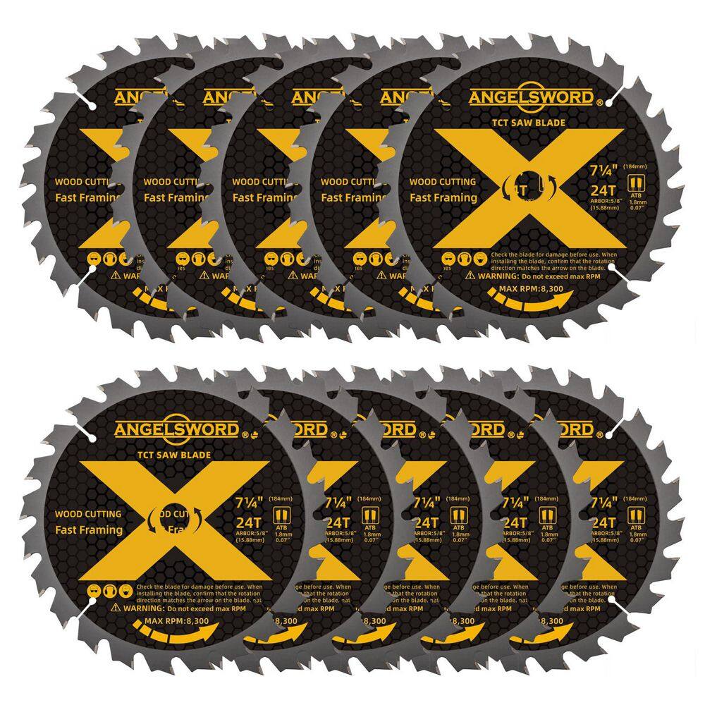 7-1/4 in. 24-Tooth Wood Cutting Tungsten Carbide Circular Saw Blade Power Tool Accessory 10 Pack price history on PriceWatchPro