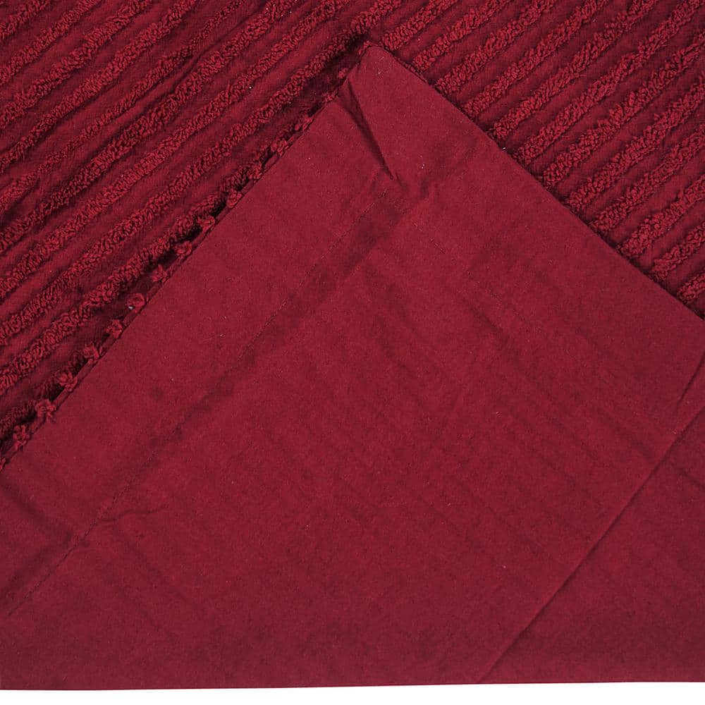 Burgundy Cotton Chenille Tufted King Pillow Sham