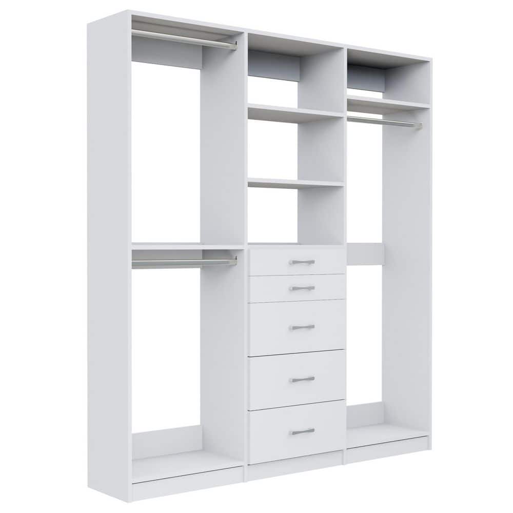 Alto Collection 61.5 in W White Wall Mounted Double Hang, 5-Drawer and Tall Hang Wood Closet System price history on PriceWatchPro