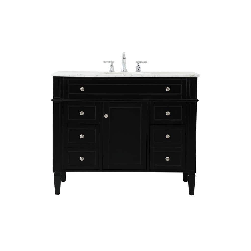 Timeless Home 42 in. W Single Bath Vanity in Black with Marble Vanity Top i