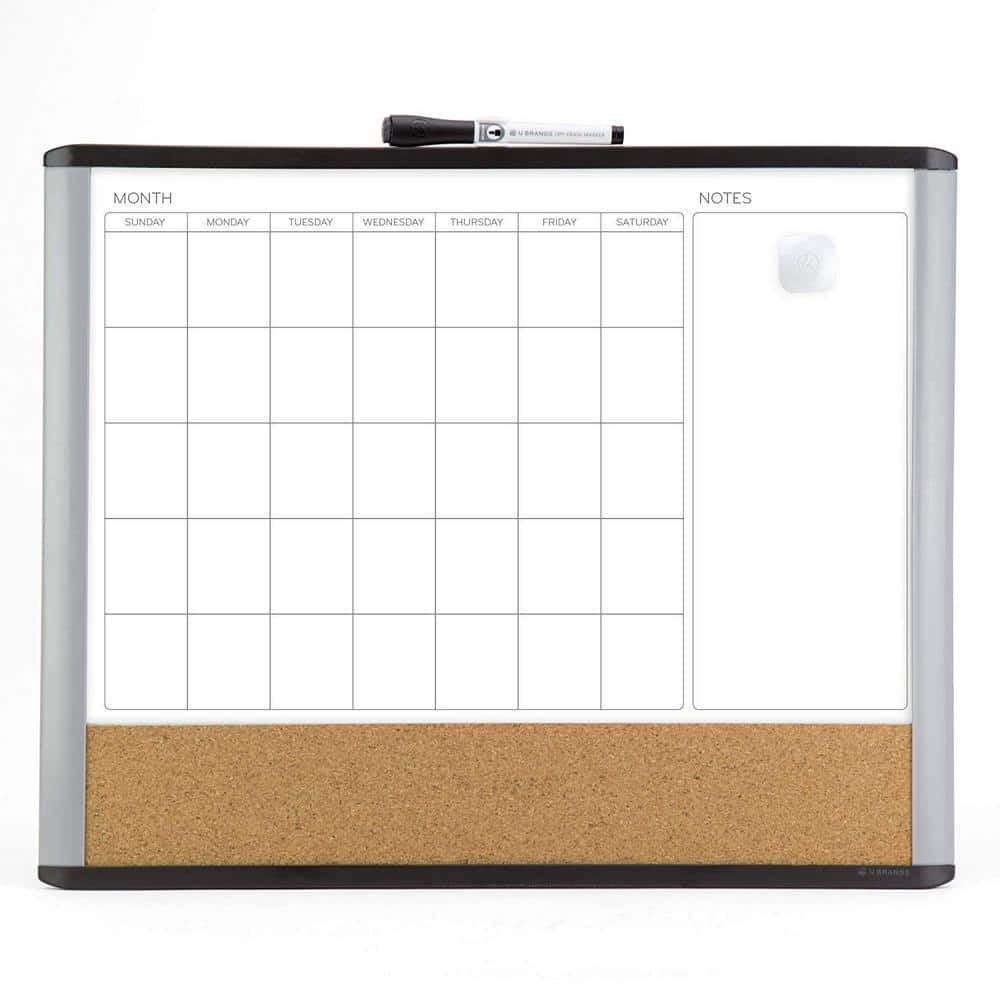 Gold Aluminum Frame Magnetic Monthly Calendar Dry Erase Board 20 x 16 Inches 1 