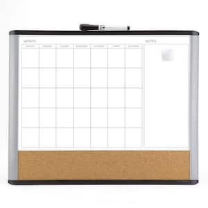Magnetic Dry Erase 3-in-1 Calendar Board 20 in. x 16 in. Black and Gray Frame